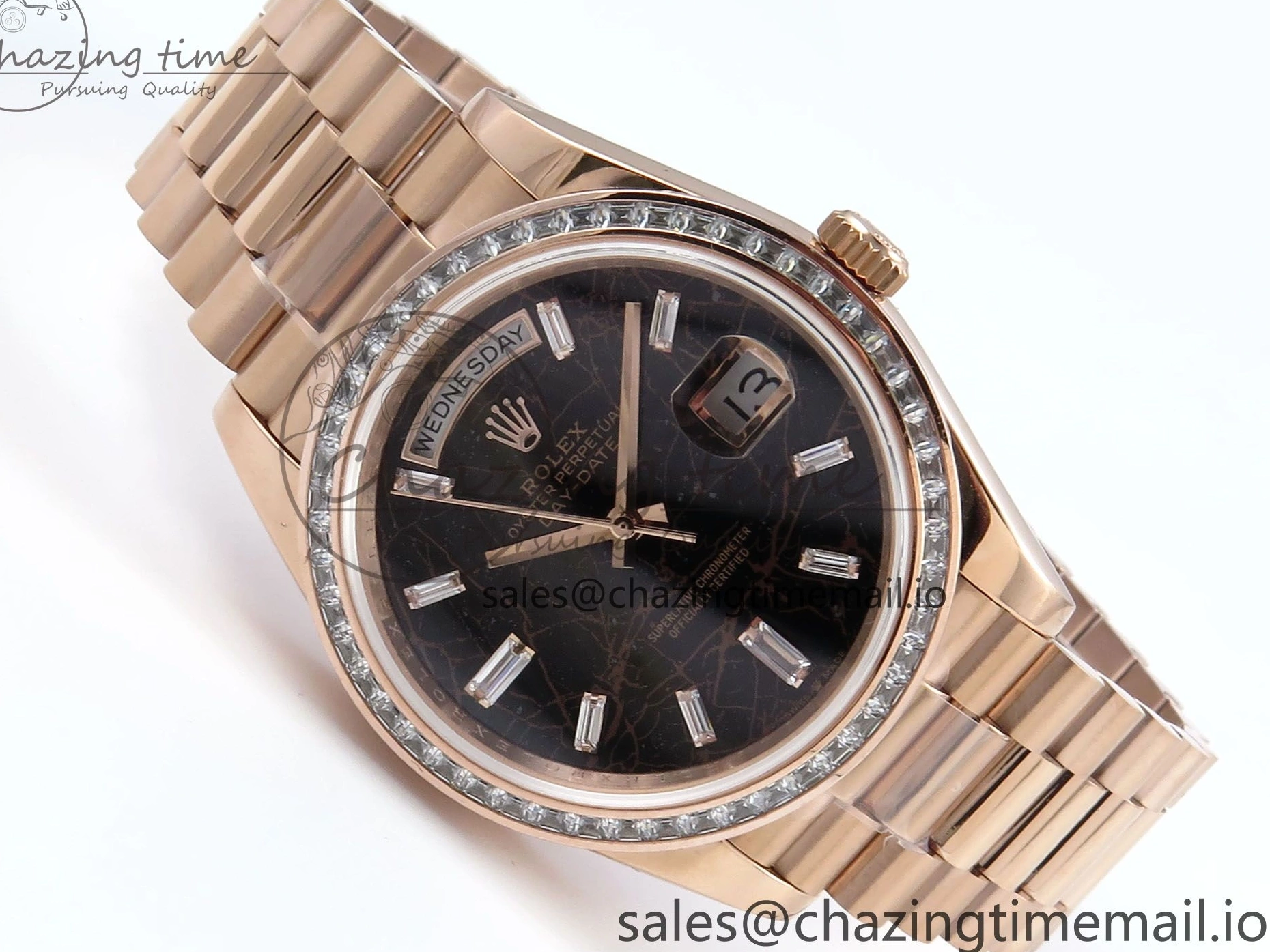 V5 DayDate Slate QF 40 Diamonds Eisenkiesel Weight) 1:1 Bracelet President Dial Bezel Edition on (Gain RG A2836 Best 0205